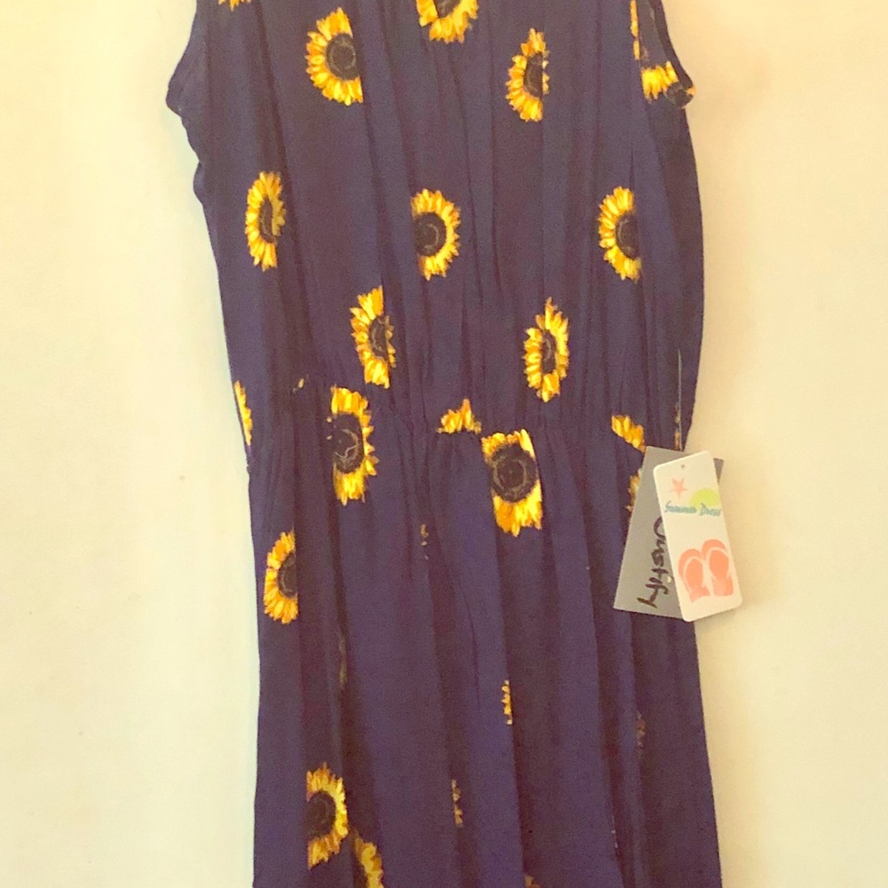 Navy blue and sunflower maxi dress
